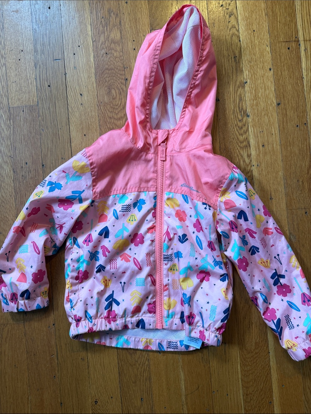 Eddie Bauer Pink Floral Hooded Rain Jacket